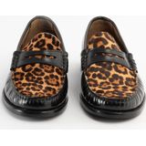 Sissy-Boy - Zwarte Leren Loafer - Leopard Print - 100% Leer