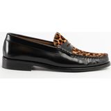 Sissy-Boy - Zwarte Leren Loafer - Leopard Print - 100% Leer