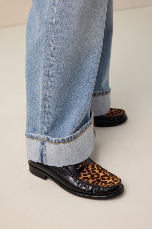 Sissy-Boy - Zwarte Leren Loafer - Leopard Print - 100% Leer
