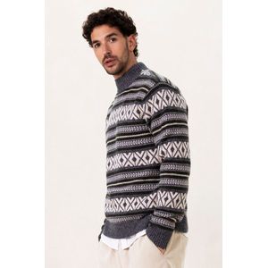 Sissy-Boy - Jacquard Trui - Grijs - Lange Mouwen - Regular Fit