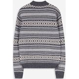 Sissy-Boy - Jacquard Trui - Grijs - Wol/Nylon