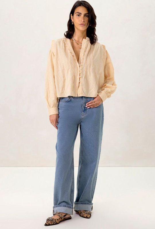 Sissy-Boy - Blouse - Lichtoranje - Katoen/Linnen - Lange Mouwen