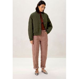 Donkergroene quilted bomber jas