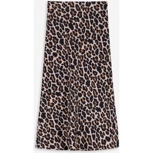 Sissy-Boy - Bruine Satijnen Rok - Leopard Print - Midi-lengte