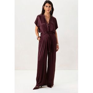 Sissy-Boy - Jumpsuit - Bordeaux - Satijn - Korte Mouwen