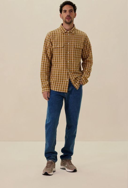 Sissy-Boy - Donkergeel - Overhemd - Geruit - Lange Mouwen