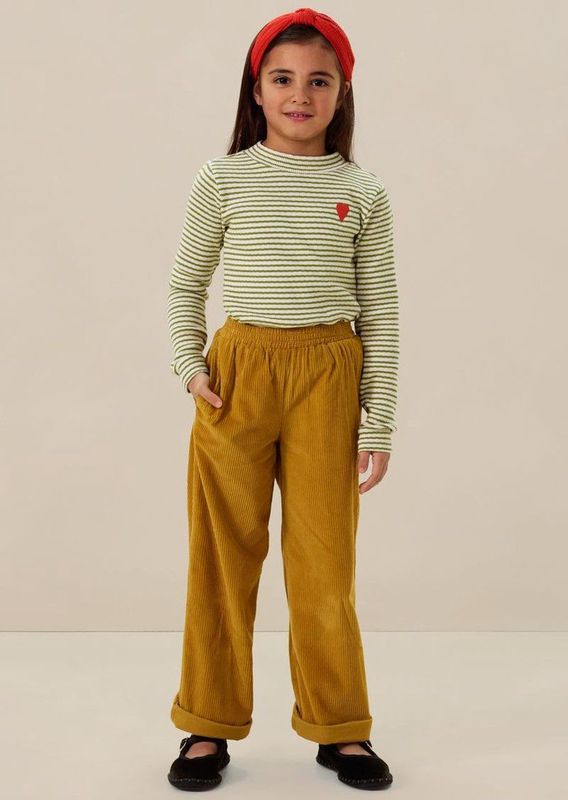 Donkergele wide leg corduroy broek
