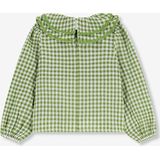 Sissy-Boy - Blouse - Groene - Met Ruffle Kraag - Lange Pofmouwen - Geruit Patroon