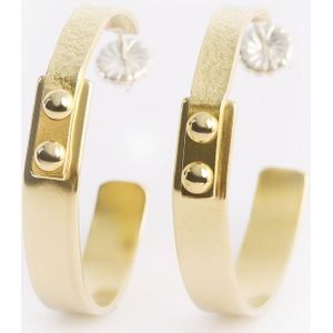 Goud vergulde creolen met punt hanger van roze quartz | Goud Vergulde Goud vergulde creolen met punt hanger van roze quartz | Goud Vergulde
