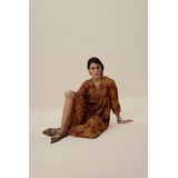 Sissy-Boy - Donkerrode Maxi Jurk - Katoen/Polyester - Driekwart Mouwen - V-hals