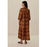 Sissy-Boy - Donkerrode Maxi Jurk - Katoen/Polyester - Driekwart Mouwen - V-hals