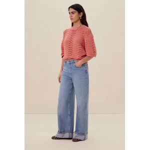 Sissy-Boy - Gebreide Trui - Oranje Rood - Katoen Polyester - Golf Patroon