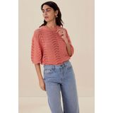 Sissy-Boy - Gebreide Trui - Oranje Rood - Katoen Polyester - Golf Patroon