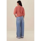 Sissy-Boy - Gebreide Trui - Oranje Rood - Katoen Polyester - Golf Patroon