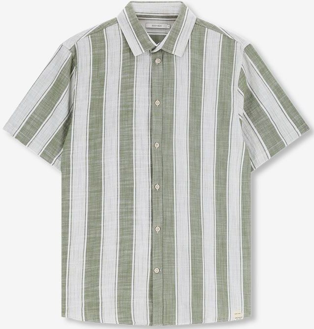 Sissy-Boy - Groen Gestreept Overhemd - Korte Mouwen