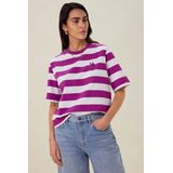 Sissy-Boy - T-shirt - Paars met Wit Gestreept - Korte Mouwen - Ronde Hals