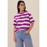 Sissy-Boy - T-shirt - Paars met Wit Gestreept - Korte Mouwen - Ronde Hals