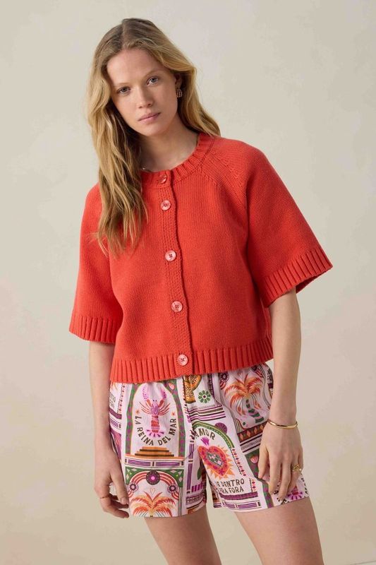 Sissy-Boy - Gebreid Vest - Rood - Korte Mouwen