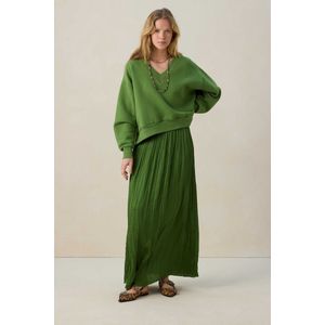 Sissy-Boy - Geplooide Maxi Rok - Groen - 100% Polyester