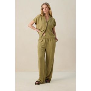 Sissy-Boy - High Waist Wide Leg Broek - Groen - Linnen