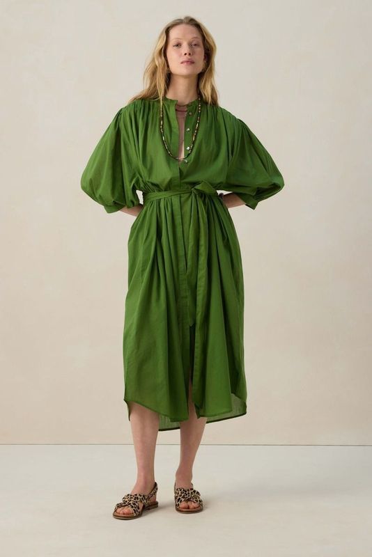 Sissy-Boy - Groene Jurk - Midi-lengte - Met Ceintuur