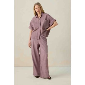 Sissy-Boy - Donkerrode Blouse - Korte Mouwen - Gestreept