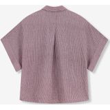 Sissy-Boy - Donkerrode Blouse - Korte Mouwen - Gestreept