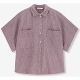 Sissy-Boy - Donkerrode Blouse - Korte Mouwen - Gestreept