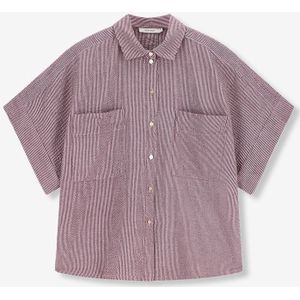 Sissy-Boy - Donkerrode Blouse - Korte Mouwen - Gestreept