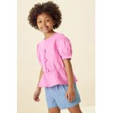 Roze blouse met striksluiting