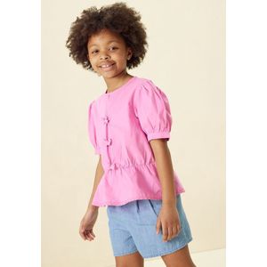 Roze blouse met striksluiting