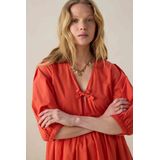 Sissy-Boy - Jerseyjurk - Rood - Korte Pasvorm - Korte Pofmouwen - V-halslijn met Striksluiting