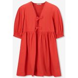 Sissy-Boy - Jerseyjurk - Rood - Korte Pasvorm - Korte Pofmouwen - V-halslijn met Striksluiting