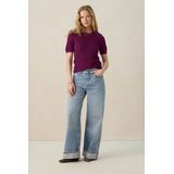 Sissy-Boy - Gebreide Trui - Donkerpaars - Met Knopen