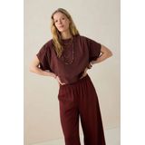 Sissy-Boy - Boxy T-shirt - Donkerrood - 100% Katoen