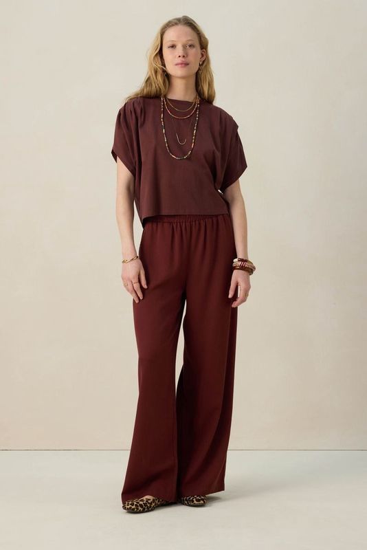 Sissy-Boy - Boxy T-shirt - Donkerrood - 100% Katoen