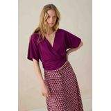 Sissy-Boy - Donkerpaars - T-shirt - Korte Mouwen - Diepe V-halslijn