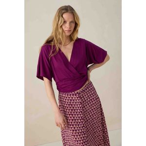 Sissy-Boy - Donkerpaars - T-shirt - Korte Mouwen - Diepe V-halslijn