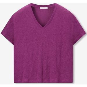 Sissy-Boy - Linnen T-shirt - Paars - Korte Mouwen - V-halslijn