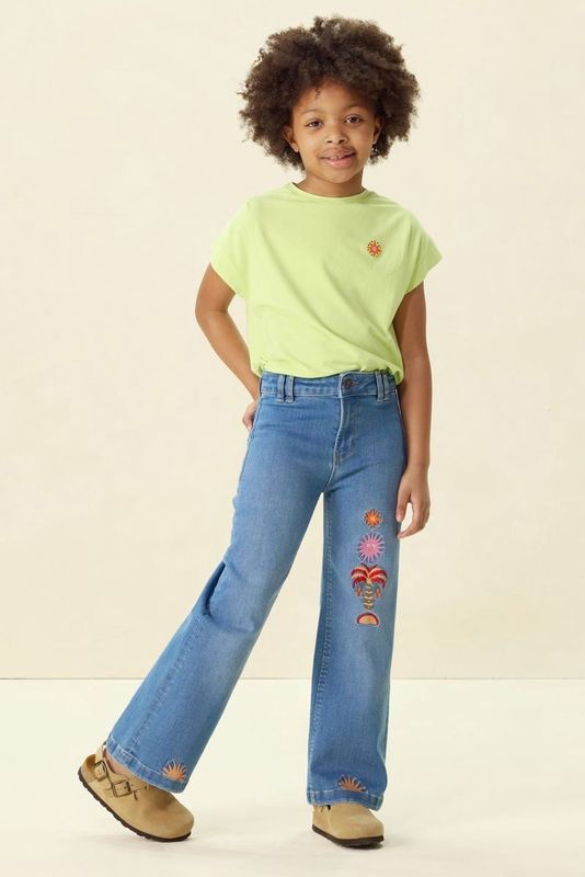 Sissy-Boy - Wide Leg Jeans - Blauw - Met Embroidery