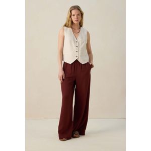 Donkerrode high waist wide leg broek