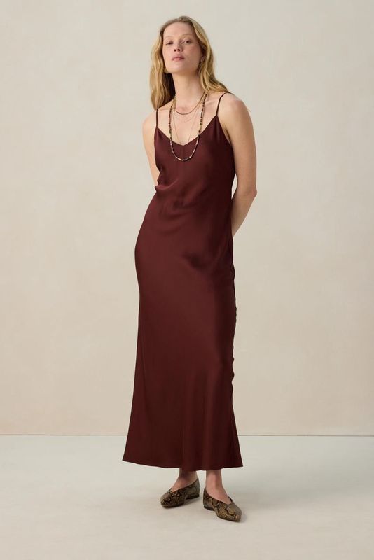 Donkerrode maxi-jurk