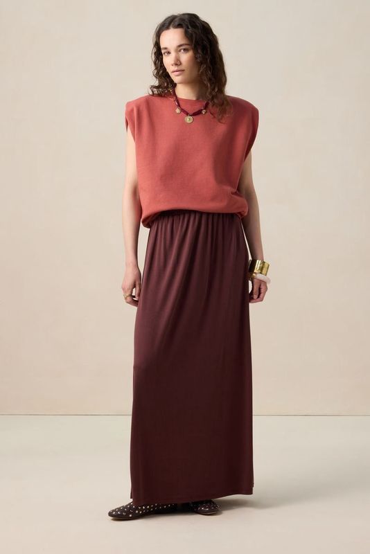 Sissy-Boy - Donkerrode Jersey Maxi-rok