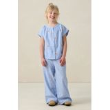 Sissy-Boy - Blouse - Blauw - Katoen - Ronde Hals Korte Mouwen