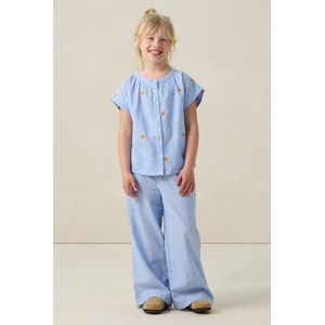 Sissy-Boy - Blouse - Blauw - Katoen - Ronde Hals Korte Mouwen