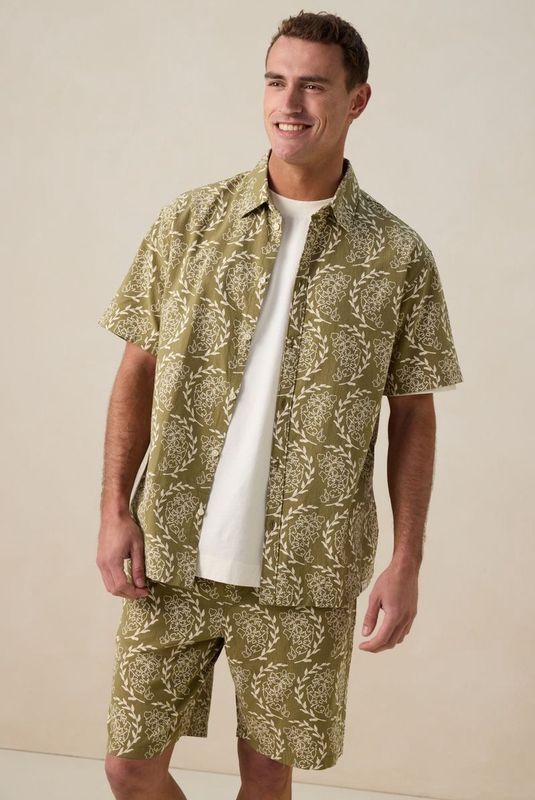 Sissy-Boy - Overhemd - Groen - Korte Mouwen - Relaxed Fit