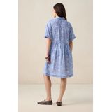 Sissy-Boy - Jurk - Blauw - Korte Mouwen - Mini-lengte - Loose Fit - Knoopsluiting