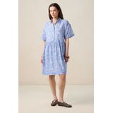 Sissy-Boy - Jurk - Blauw - Korte Mouwen - Mini-lengte - Loose Fit - Knoopsluiting