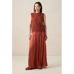 Donkeroranje geplooide maxi rok