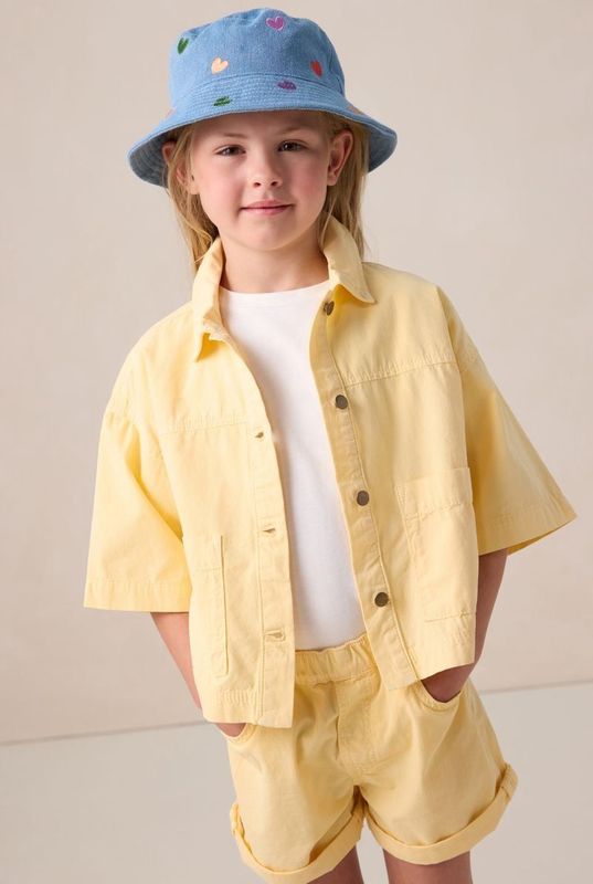 Sissy-Boy - Blouse - Lichtgeel - Katoen - Korte Mouwen - Opgestikte Zakken